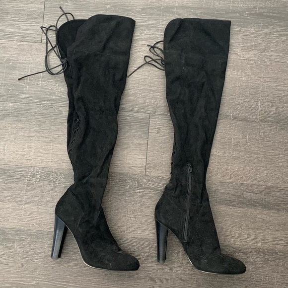 Steve Madden Black Over the Knee Boots Size 8 - Picture 1 of 5